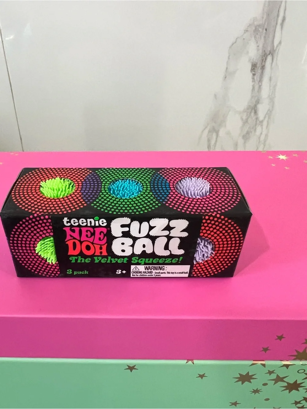 Needoh sealed package Fuzz Ball Velvet Squeeze -  (Set of 3)